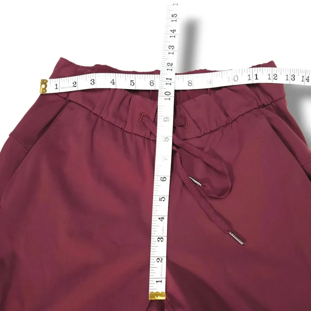 Lululemon On The Fly Pant Pull On Drawcord Tapered Full On Burgundy Redwood 2‎
